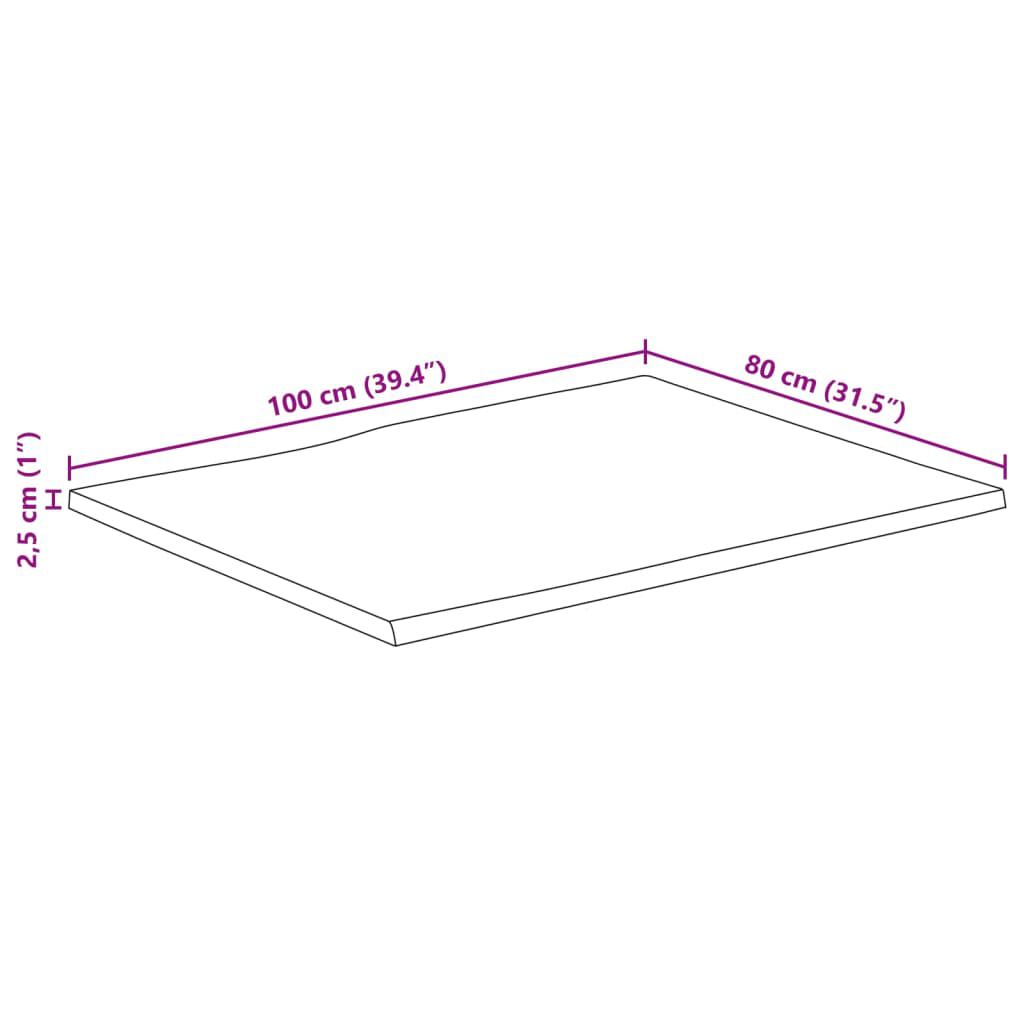 vidaXL Επιφάνεια Τραπεζιού 100x80x2,5 εκ. Live Edge Μασίφ Ξύλο Μάνγκο