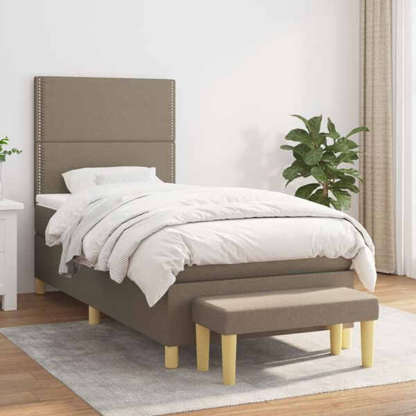 vidaXL &Kappa;&rho;&epsilon;&beta;ά&tau;&iota; Boxspring &mu;&epsilon; &Sigma;&tau;&rho;ώ&mu;&alpha; Taupe 90x200 &epsilon;&kappa;. &Upsilon;&phi;&alpha;&sigma;&mu;ά&tau;&iota;&nu;&omicron;