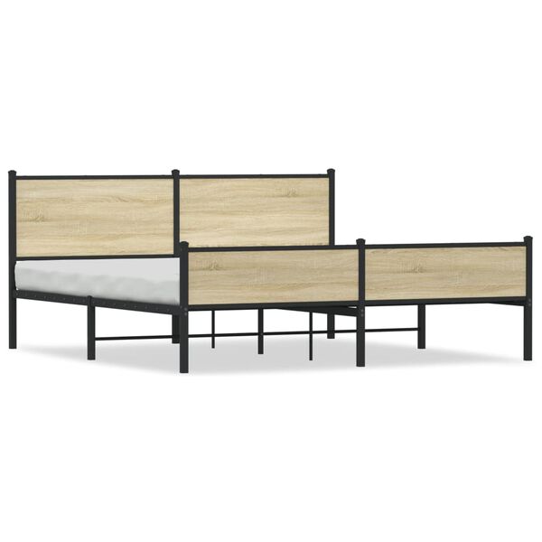 vidaXL Σκελετός Κρεβ. Χωρίς Στρώμα Sonoma Δρυς 183x213 εκ. Μεταλλικό