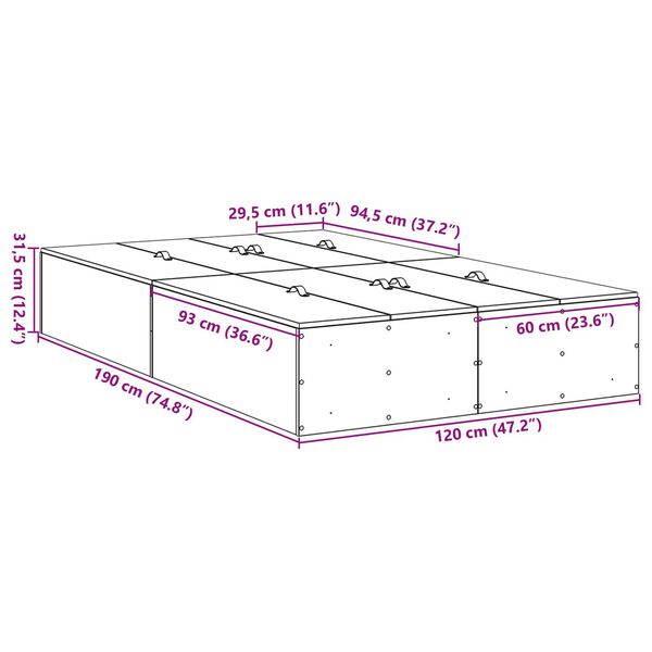 μονάδα αποθήκευσης κρεβάτι vidaXL Artisan Oak 120x190 εκ.