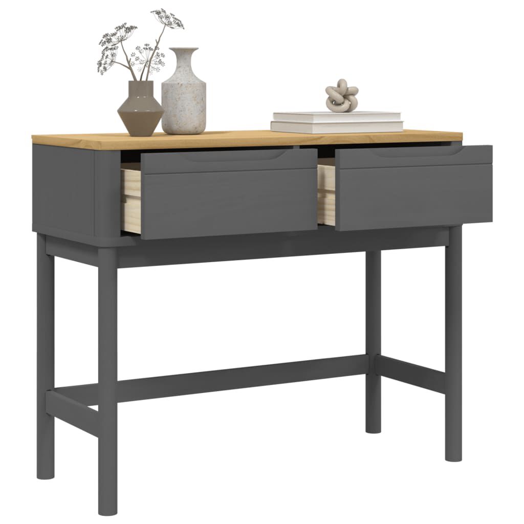 vidaXL Τραπέζι Κονσόλα FLORO Γκρι 89,5x36,5x73 εκ. Μασίφ Ξύλο Πεύκου
