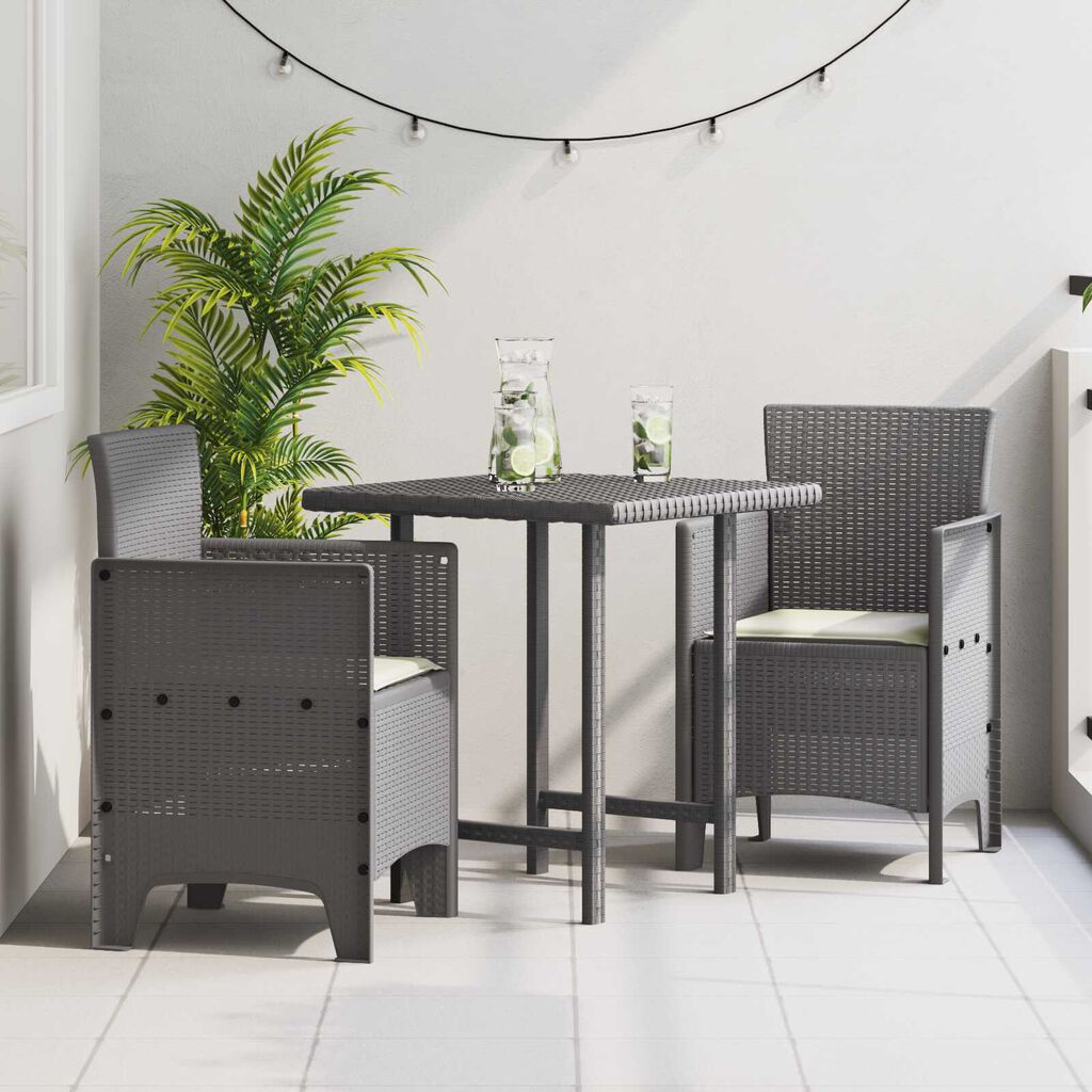 vidaXL Καρέκλα Κήπου 2 pcs Ανοιχτό γκρι 53 x 49 x 85 εκ. PP
