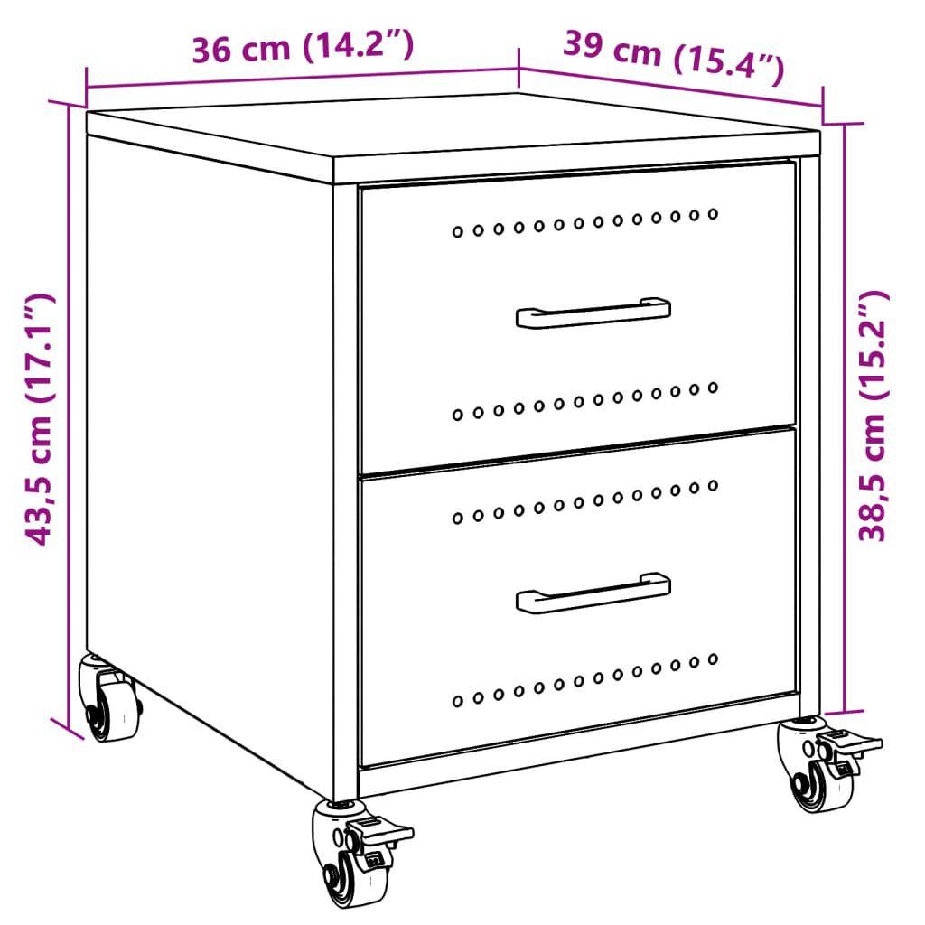vidaXL Κομοδίνα 2 τεμ. Λευκό 36x39x43,5 εκ. από Χάλυβα