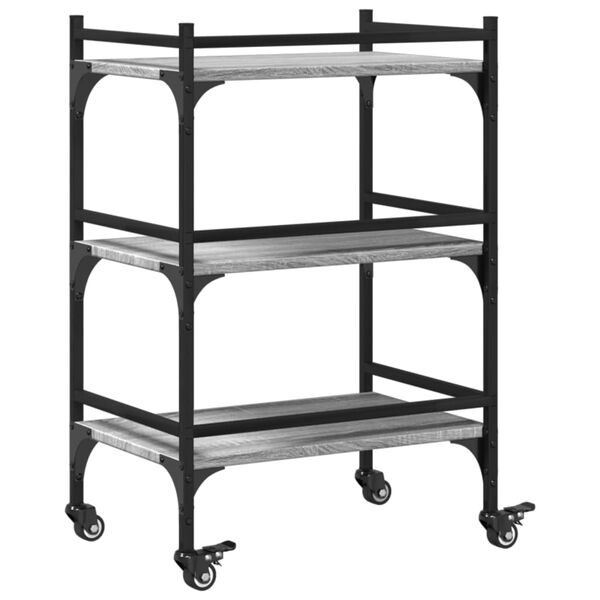 vidaXL Τρόλεϊ Κουζίνας Sonoma Γκρι 50x35x75,5 εκ. Επεξεργασμένο Ξύλο