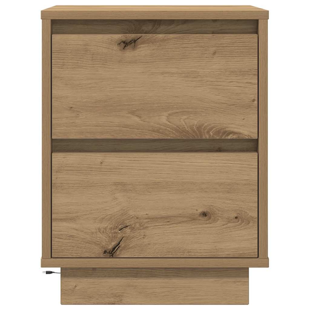 vidaXL Κομοδίνα με φώτα LED 2 τεμάχια Artisan Oak 38x34x50 cm