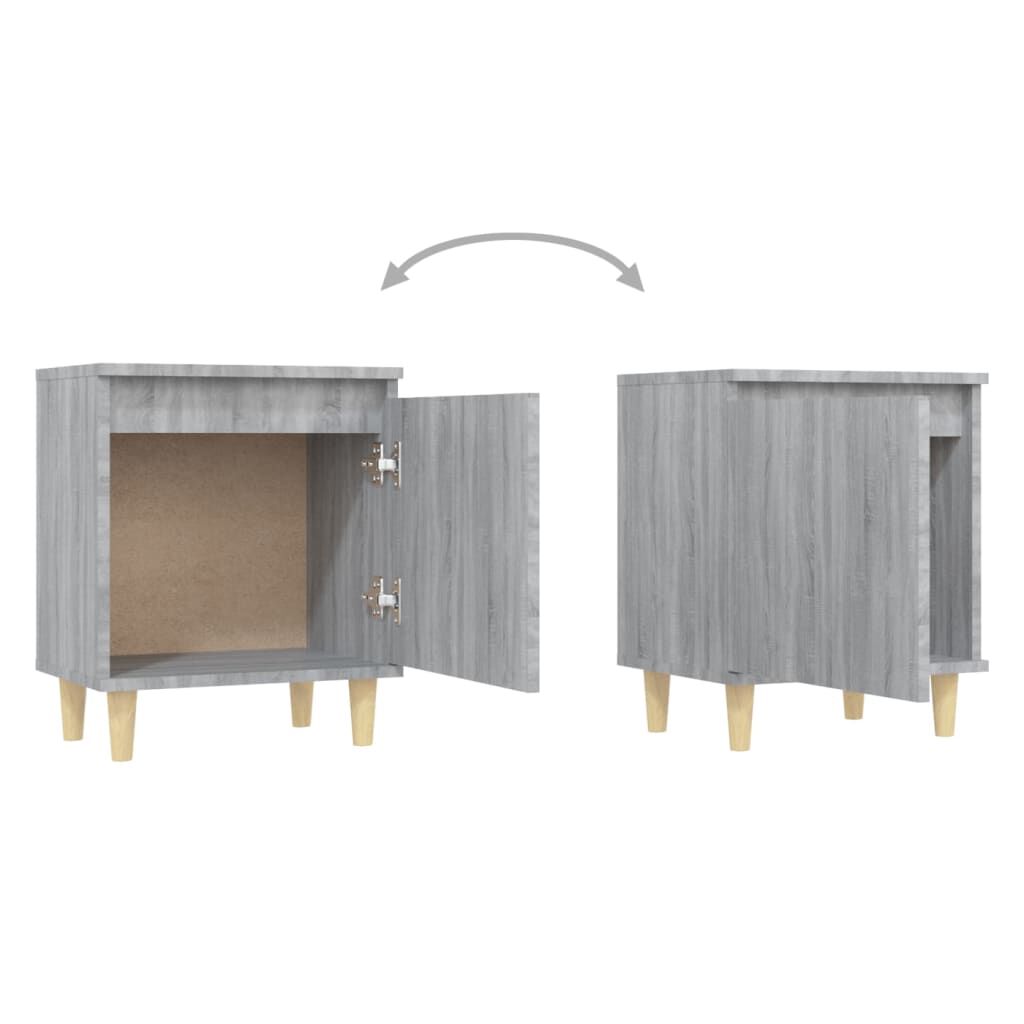 vidaXL Κομοδίνο Γκρι Sonoma 40 x 30 x 50 εκ. με Μασίφ Ξύλινα Πόδια