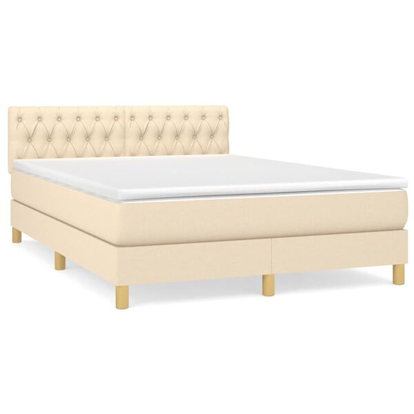 vidaXL &Kappa;&rho;&epsilon;&beta;ά&tau;&iota; Boxspring &mu;&epsilon; &Sigma;&tau;&rho;ώ&mu;&alpha; &Kappa;&rho;&epsilon;&mu; 140x200 &epsilon;&kappa;. &Upsilon;&phi;&alpha;&sigma;&mu;ά&tau;&iota;&nu;&omicron;