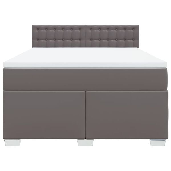 vidaXL Κρεβάτι Boxspring με Στρώμα Γκρι 160x200εκ. από Συνθετικό Δέρμα