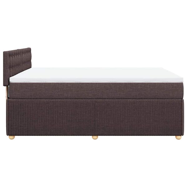 vidaXL Κρεβάτι Boxspring με Στρώμα Σκούρο Καφέ 140x190 εκ. Υφασμάτινο