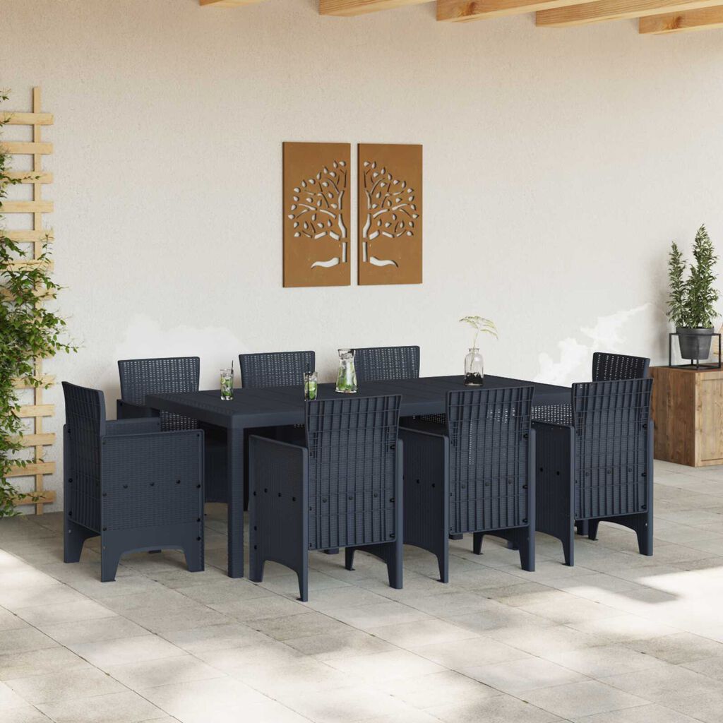 vidaXL Σετ Τραπεζαρίας Κήπου 7 pcs Ανοιχτό γκρι Large Πλαστικό