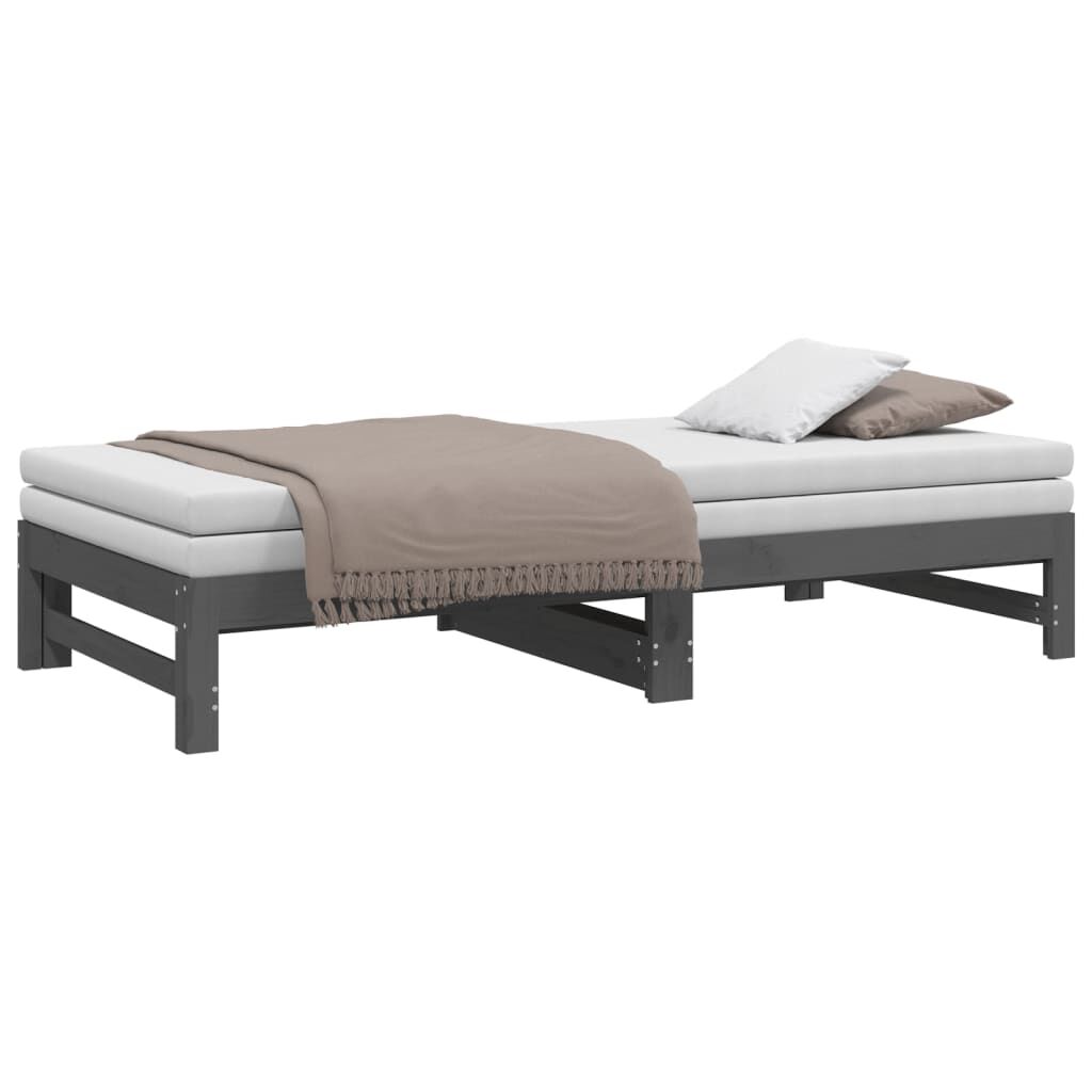 vidaXL Καναπές Κρεβάτι Συρόμενος Γκρι 2x(90x190) εκ. Μασίφ Ξύλο Πεύκου