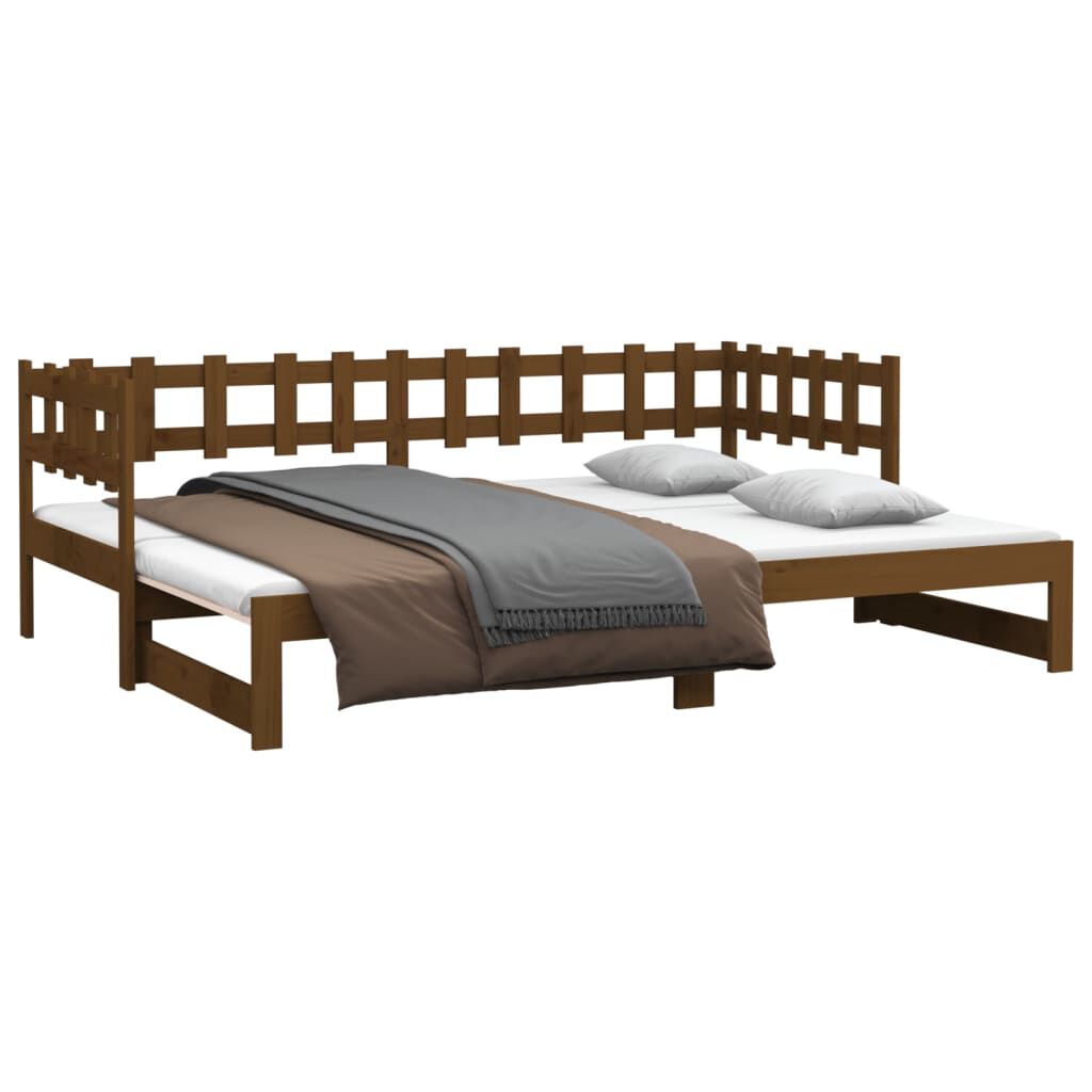 vidaXL Καναπές Κρεβάτι Συρόμενος Μελί 2x(90x190) εκ. Μασίφ Ξύλο Πεύκου