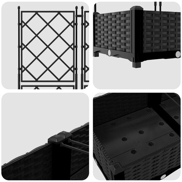 vidaXL Γλάστρα Κήπου με Πλέγμα 3 τεμ Μαύρη 120x40x125.5 εκ.