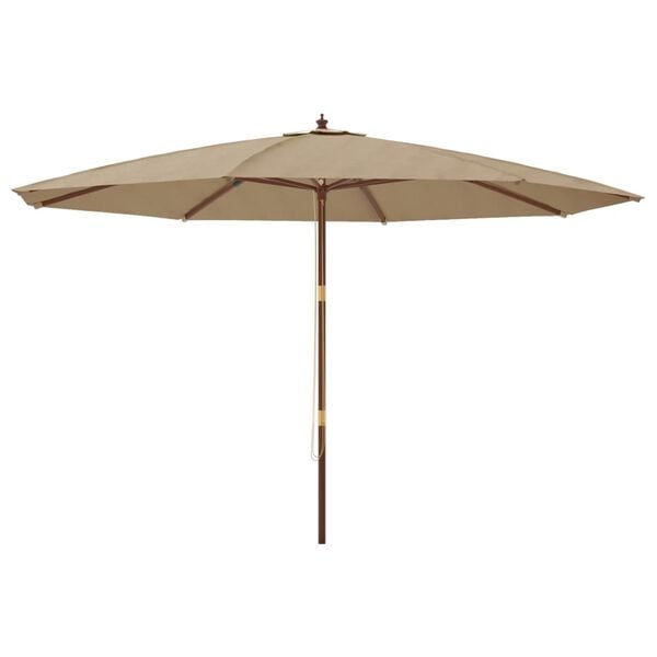 vidaXL Ομπρέλα Κήπου με Ξύλινο Ιστό Taupe 400 x 273 εκ.