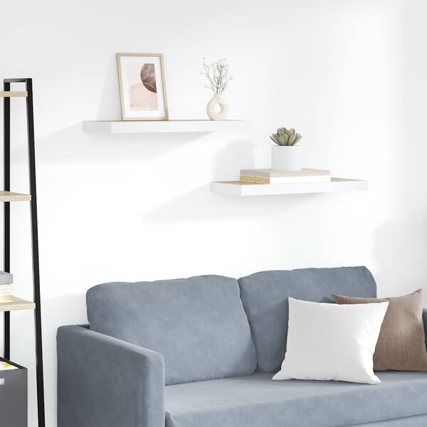 vidaXL Ράφια Τοίχου 2 τεμ. Δρυς/Άσπρο 60 x 23,5 x 3,8 εκ. MDF