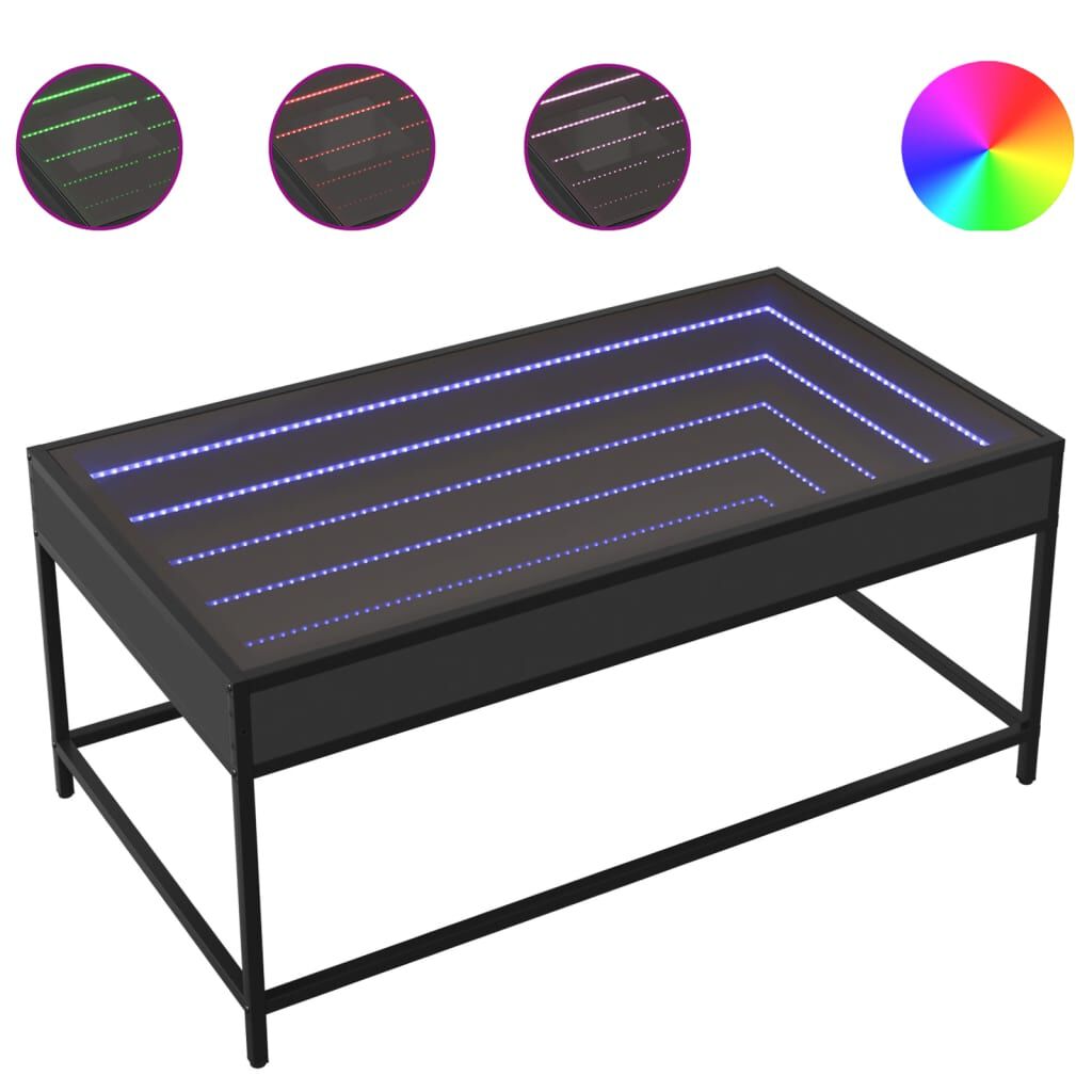 vidaXL Τραπεζάκι Σαλονιού Infinity LED Μαύρο 90x50x41 εκ.