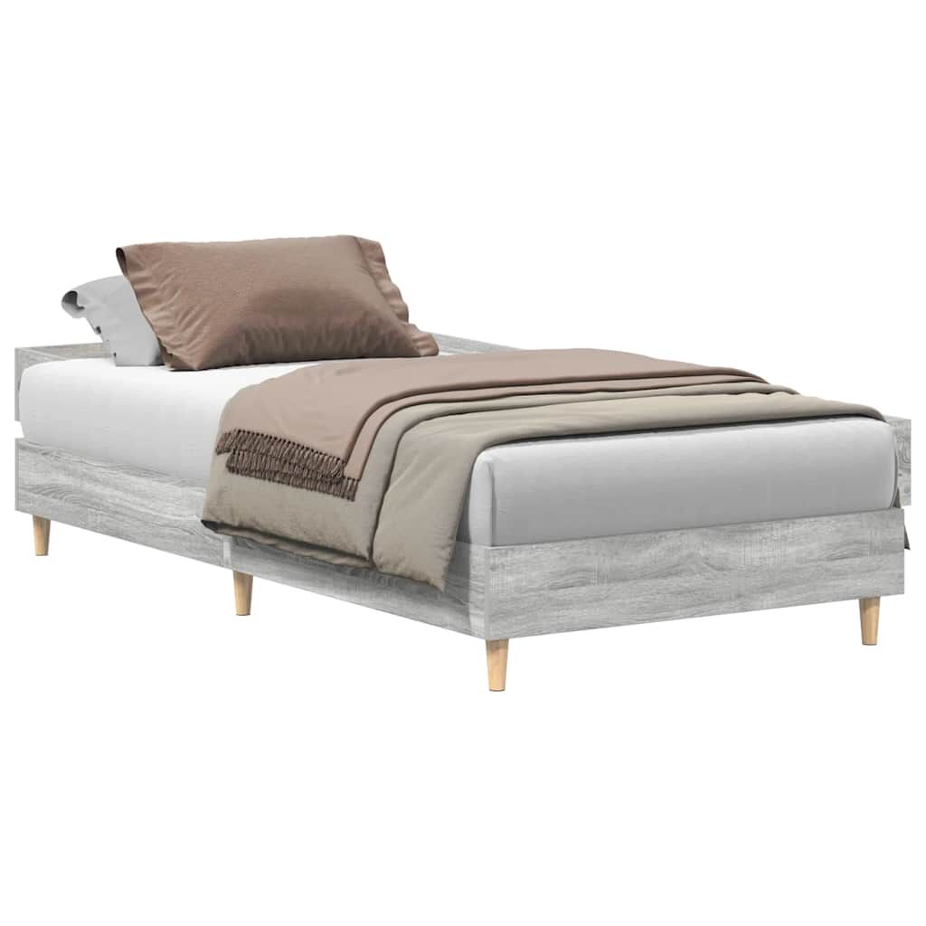 vidaXL Πλαίσιο κρεβατιού χωρίς στρώμα Grey Sonoma 90x190 cm