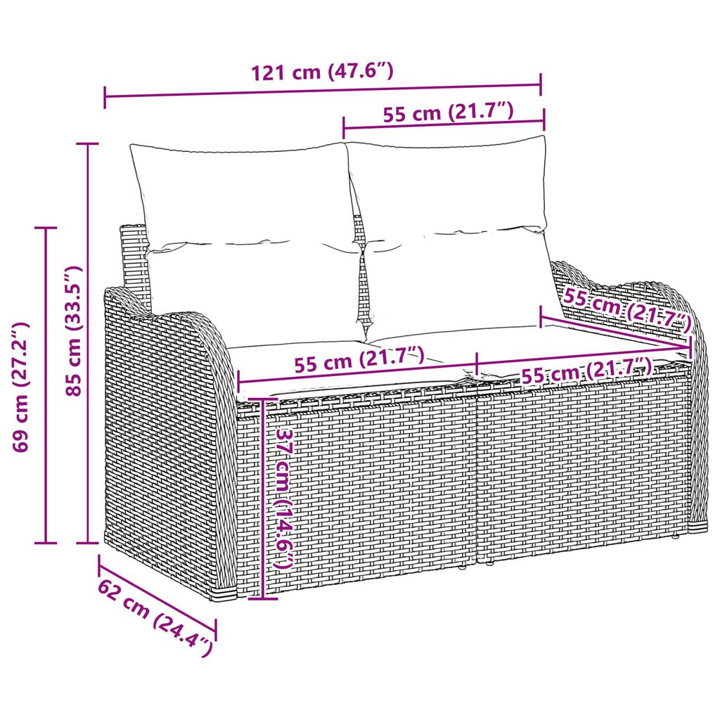vidaXL Σετ Καναπέ Κήπου 7 pcs Μπεζ 100 x 55 x 73 εκ. Πολυ ράταν