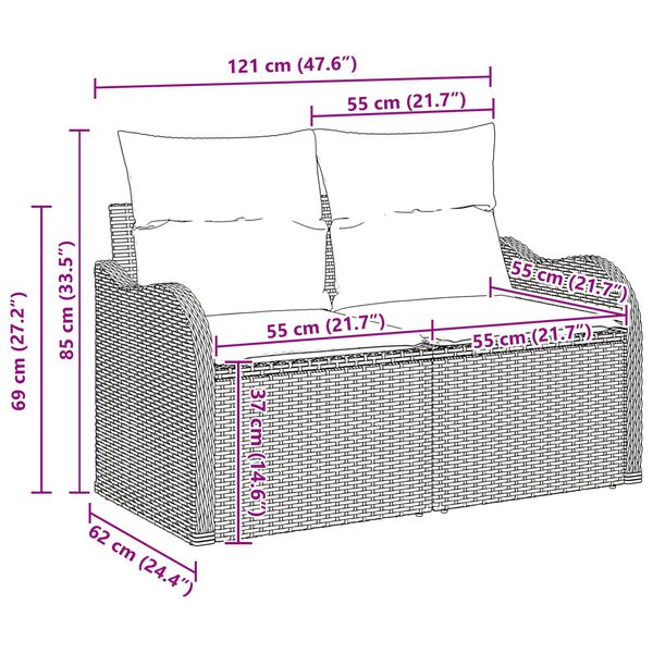 vidaXL Σετ Καναπέ Κήπου 7 pcs Μπεζ 100 x 55 x 73 εκ. Πολυ ράταν