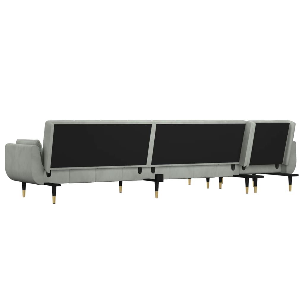 vidaXL Καναπές Κρεβάτι Γωνιακός Αν. Γκρι 275 x 140 x 70 εκ. Βελούδινος