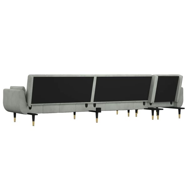 vidaXL Καναπές Κρεβάτι Γωνιακός Αν. Γκρι 275 x 140 x 70 εκ. Βελούδινος