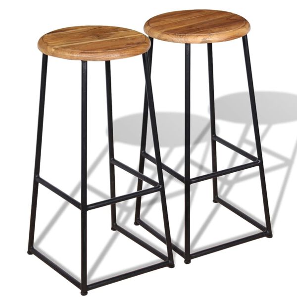 vidaXL Σκαμπό Μπαρ 2 τεμ. από Μασίφ Ξύλο Teak