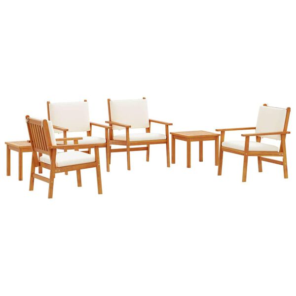 vidaXL Σετ Καναπέ Κήπου 6 pcs Καφέ 45 x 45 x 38 εκ. Μασίφ ξύλο ακακίας