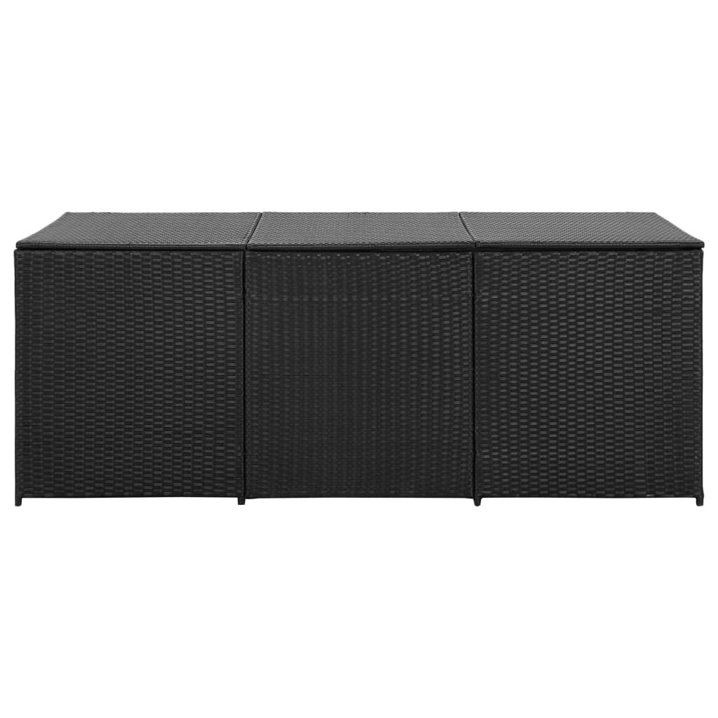 vidaXL Κουτί Αποθήκευσης Κήπου Μαύρο 180x90x70 εκ. από Συνθετικό Ρατάν