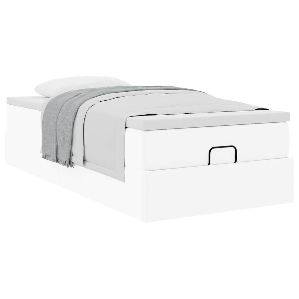 vidaXL Οθωμανικό κρεβάτι με στρώμα Λευκό 100x200cm Faux Leather