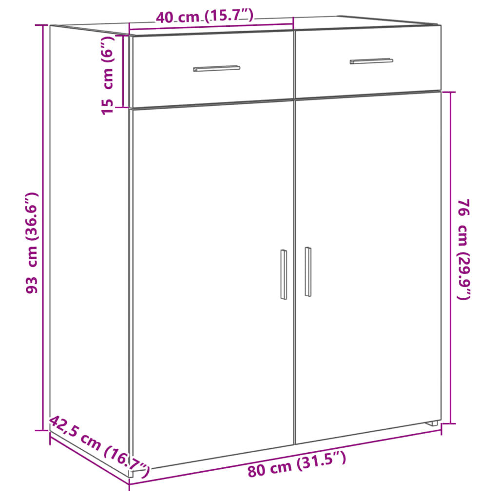 vidaXL Ντουλάπι Καπνιστή Δρυς 80x42,5x93 εκ. από Επεξεργ. Ξύλο