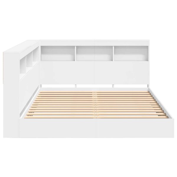 vidaXL Κρεβάτι Βιβλιοθήκης Λευκό 150x200 εκ. Επεξεργασμένο Ξύλο
