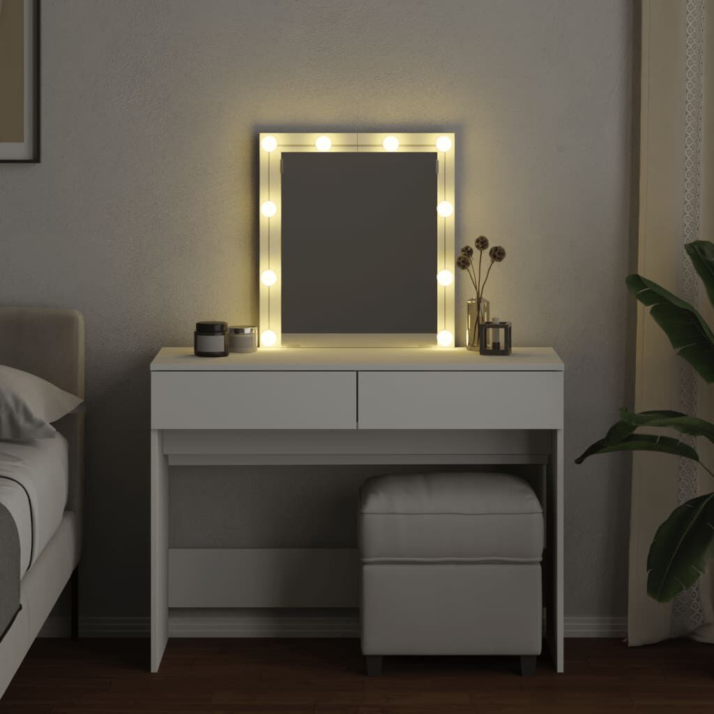 vidaXL Μπουντουάρ με LED Λευκό 100x40x130 εκ.