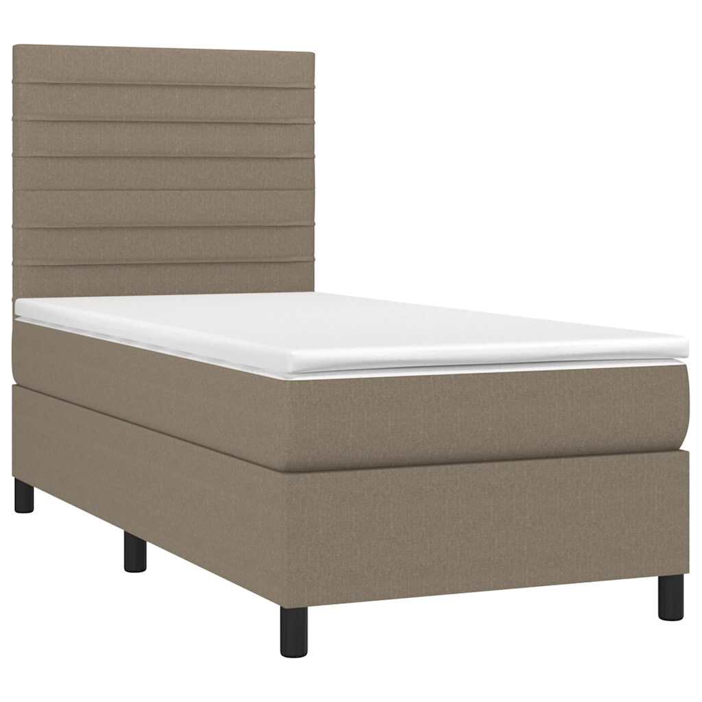 vidaXL Κρεβάτι Boxspring με Στρώμα Taupe 90x190 εκ.Υφασμάτινο