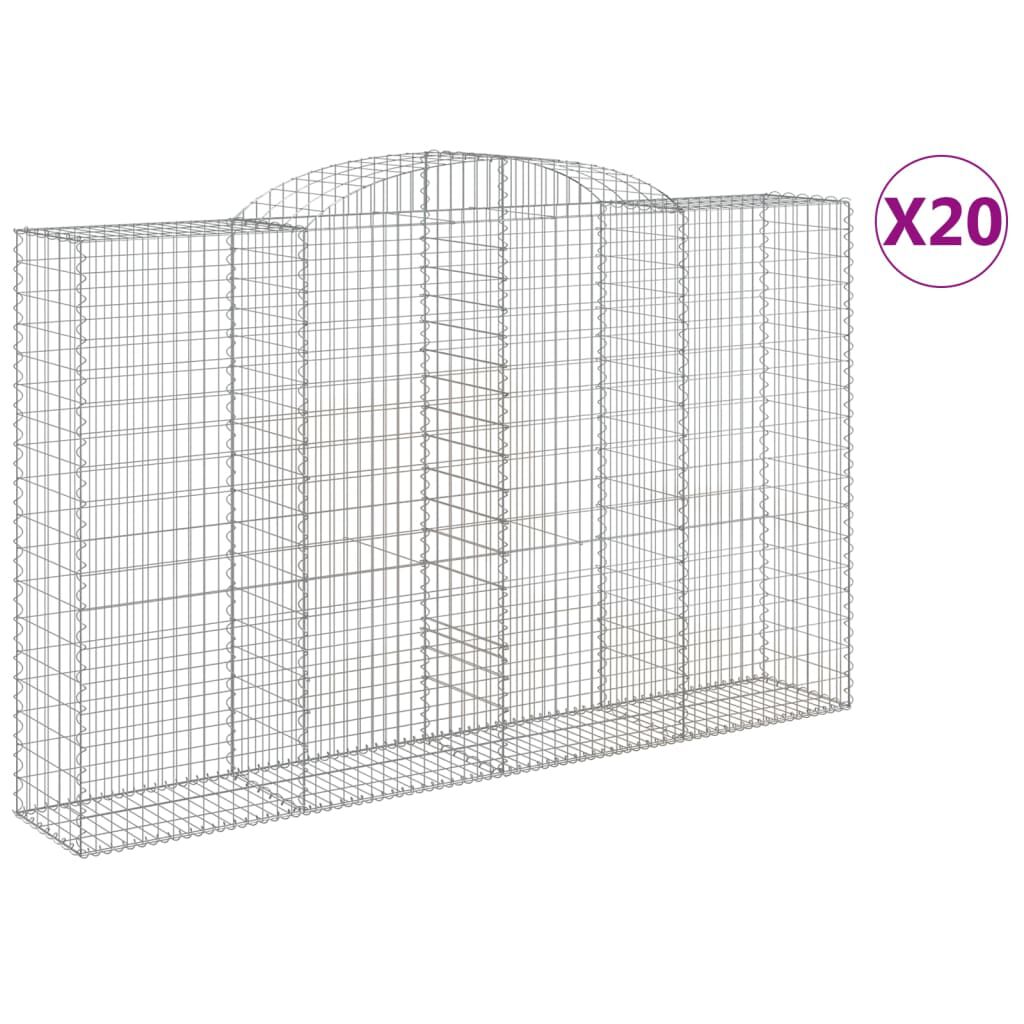 vidaXL Συρματοκιβώτια Τοξωτά 20 τεμ. 300x50x180/200 εκ. Γαλβαν. Ατσάλι