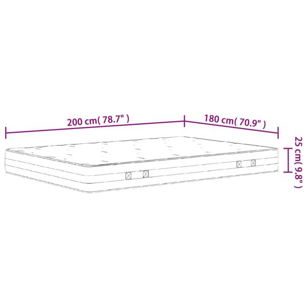 vidaXL Στρώμα με Pocket Springs Μεσαία Σκληρότητα 180 x 200 εκ.