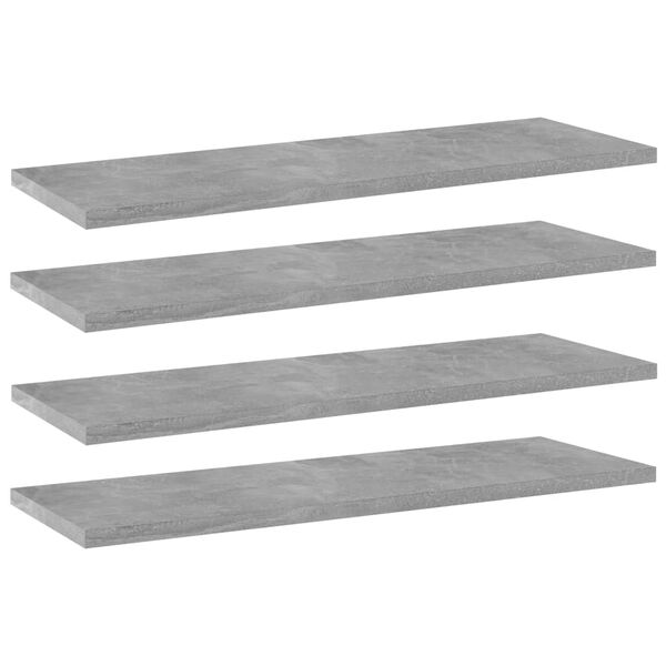 vidaXL Ράφια Βιβλιοθήκης 4 τεμ. Γκρι Σκυροδ. 60x20x1,5 εκ. Μοριοσανίδα