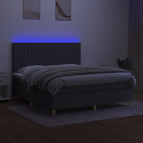 vidaXL &Kappa;&rho;&epsilon;&beta;ά&tau;&iota; Boxspring &mu;&epsilon; &Sigma;&tau;&rho;ώ&mu;&alpha; & LED &Sigma;&kappa;.&Gamma;&kappa;&rho;&iota; 180x200 &epsilon;&kappa; &Upsilon;&phi;&alpha;&sigma;&mu;ά&tau;&iota;&nu;&omicron;