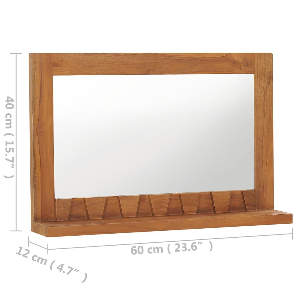 vidaXL Καθρέφτης Τοίχου με Ράφι 60 x 12 x 40 εκ. από Μασίφ Ξύλο Teak