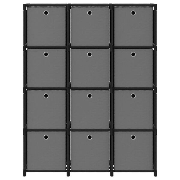 vidaXL Ραφιέρα με 12 Κύβους & Κουτιά Μαύρη 103x30x141 εκ. Υφασμάτινη