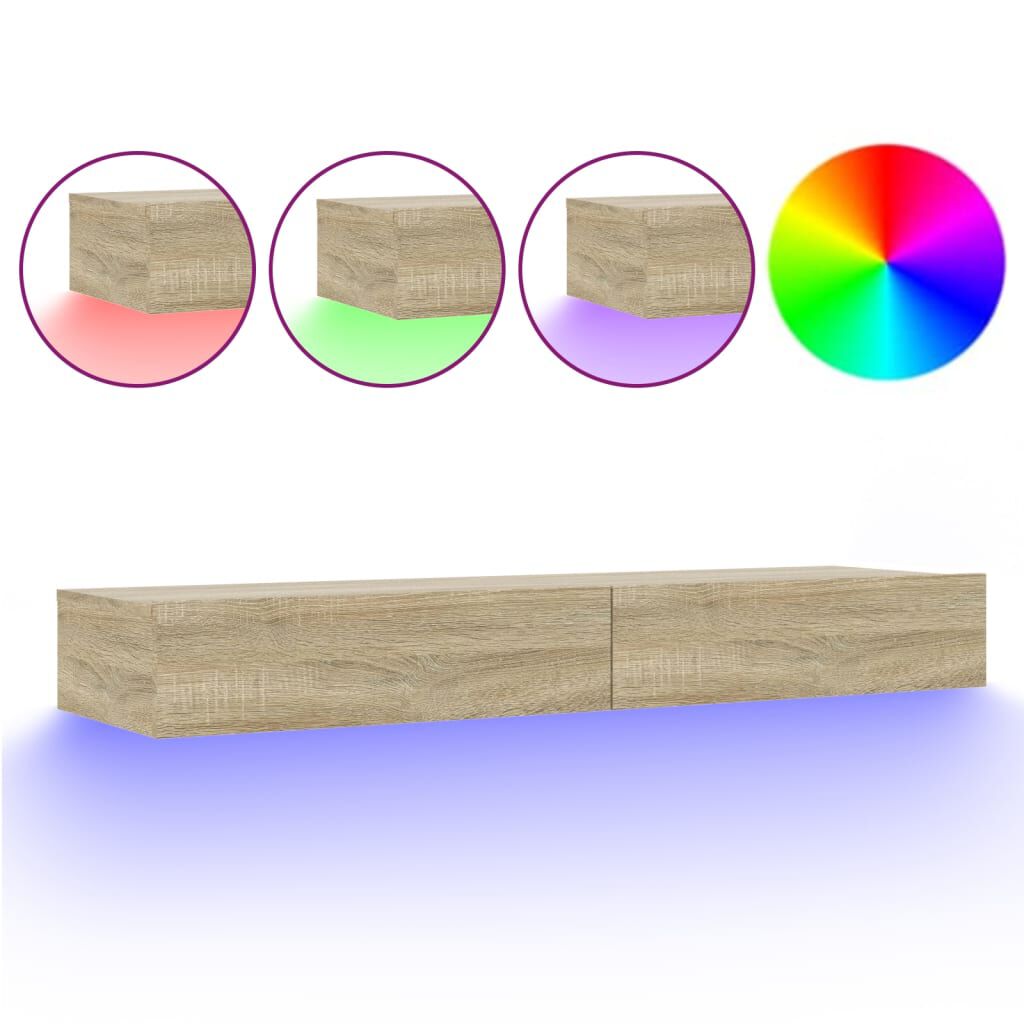 vidaXL Έπιπλο Τηλεόρασης με LED Sonoma Δρυς 120x35x15,5 εκ.