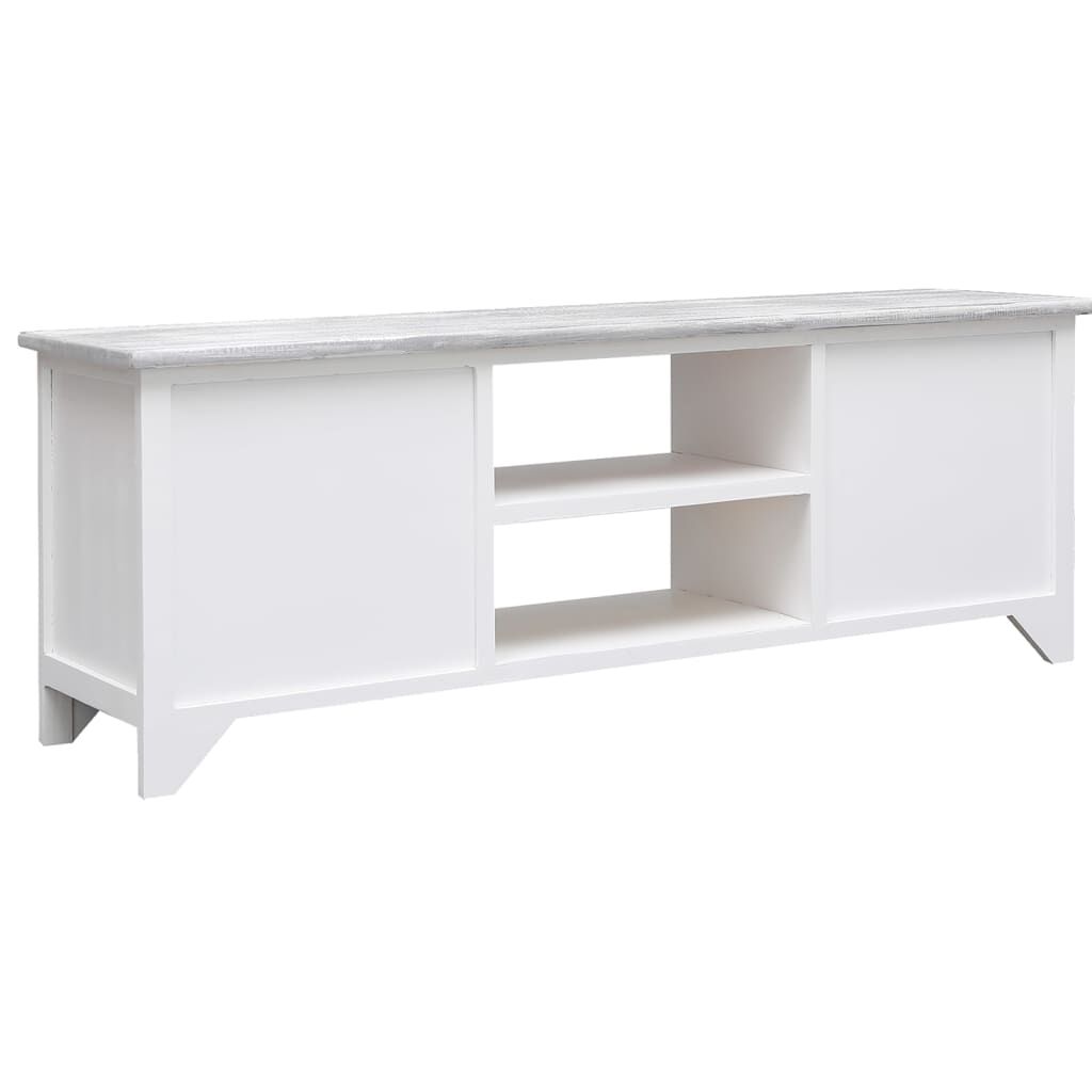 vidaXL Έπιπλο Τηλεόρασης Λευκό/Γκρι 108x30x40 εκ. Μασίφ Ξύλο Παυλώνιας
