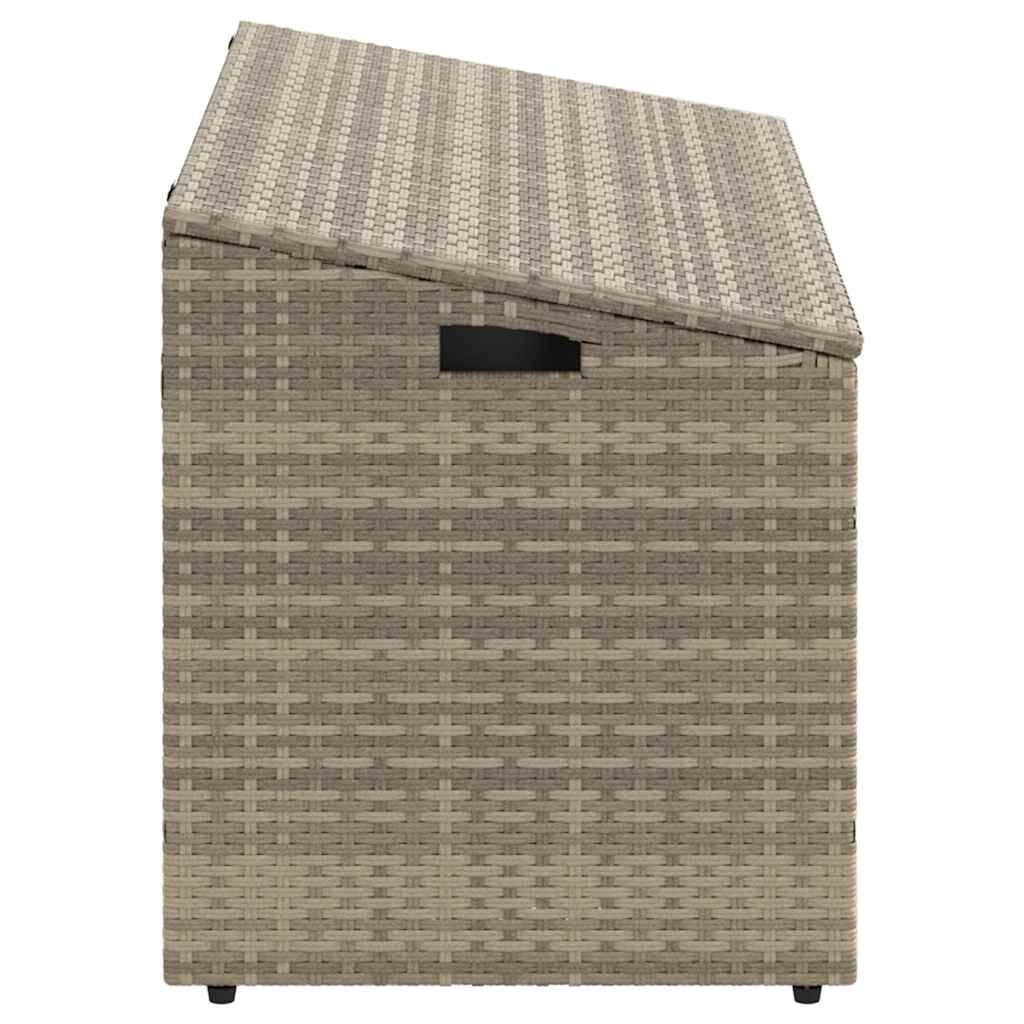 vidaXL κουτί αποθήκευσης κήπου ανοιχτό γκρι 110x50x58 cm Poly Rattan