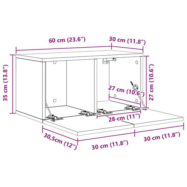 vidaXL Ντουλάπι TV 2 pcs Καφέ 60 x 30 x 30 cm Επεξεργασμένο ξύλο