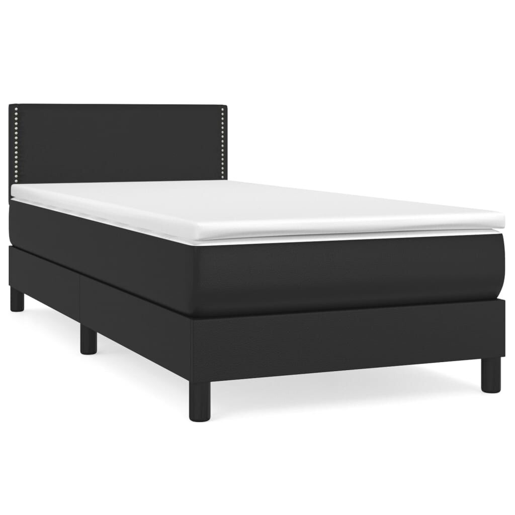 vidaXL Κρεβάτι Boxspring με Στρώμα Μαύρο 80 x 200 εκ. Συνθετικό Δέρμα