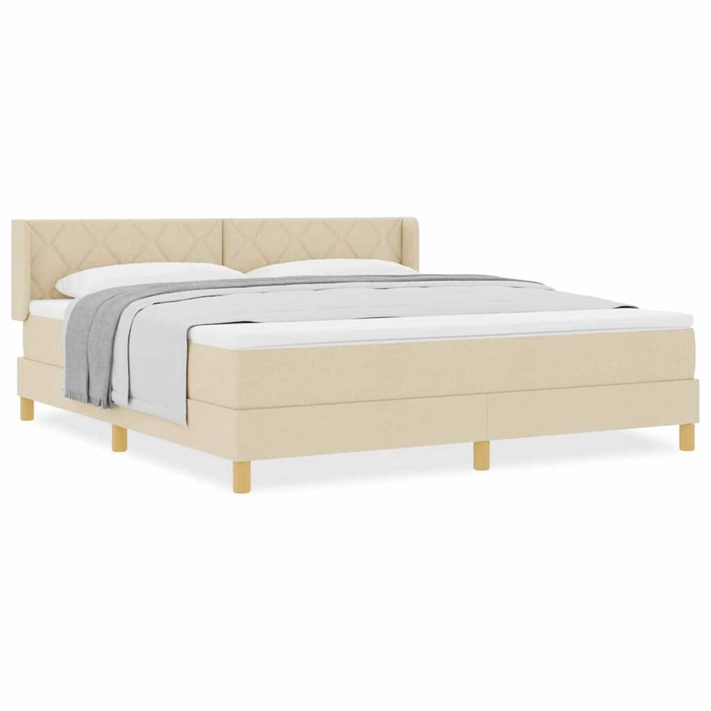 vidaXL Κρεβάτι με Ελατήρια με στρώμα Κρεμ 180 x 200 cm ύφασμα