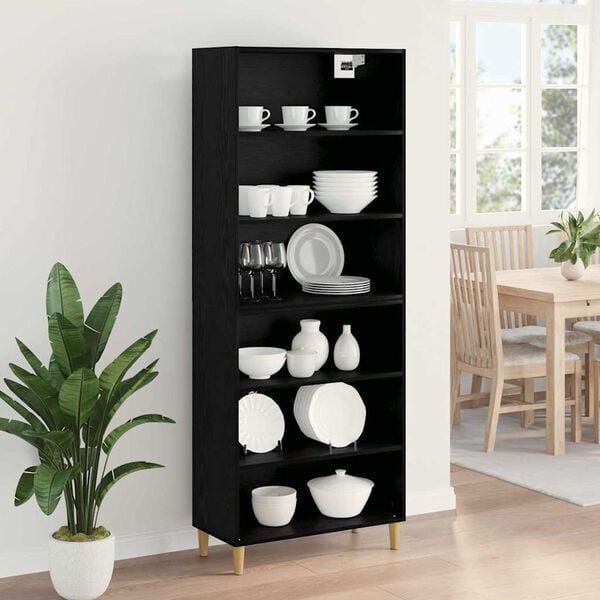 vidaXL Highboard &Mu;&alpha;ύ&rho;&eta; &Omicron;&xi;&upsilon;ά 69,5 x 32,5 x 180 &epsilon;&kappa; &Epsilon;&pi;&epsilon;&xi;&epsilon;&rho;&gamma;&alpha;&sigma;&mu;έ&nu;&omicron; &xi;ύ&lambda;&omicron;