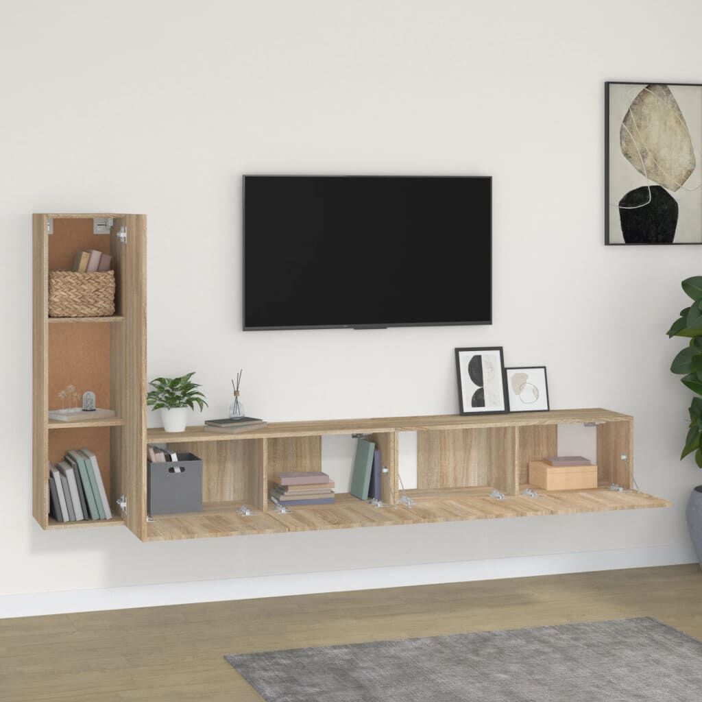 vidaXL Σετ Επίπλων Τηλεόρασης 3 Τεμαχίων Sonoma Δρυς Επεξ. Ξύλο