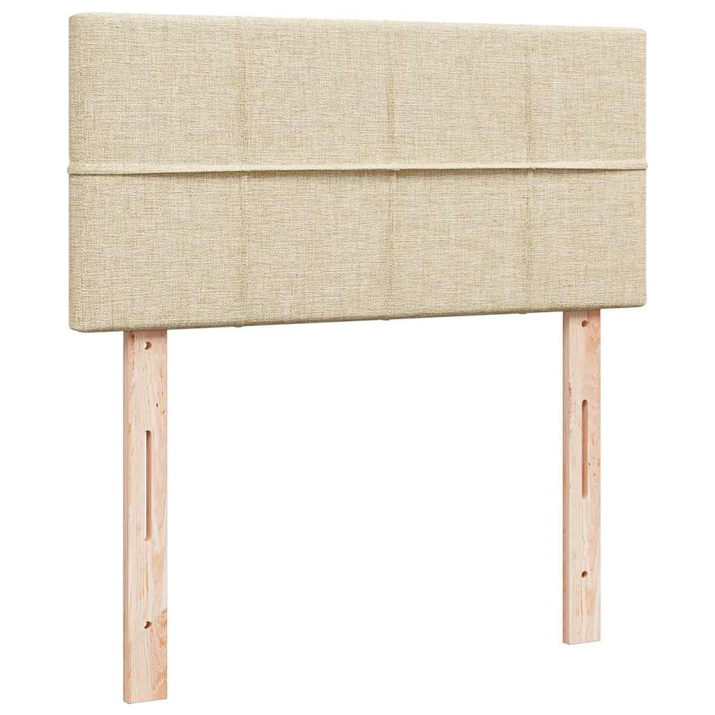 vidaXL Οθωμανικό κρεβάτι με στρώμα Cream 90x200cm ύφασμα
