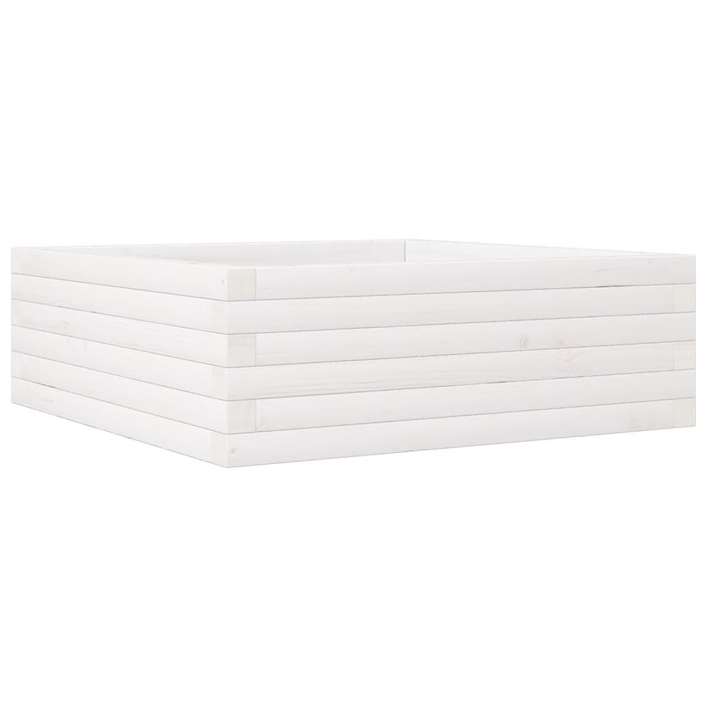 vidaXL Ζαρντινιέρα Κήπου Λευκή 70x70x23 εκ. από Μασίφ Ξύλο Πεύκου