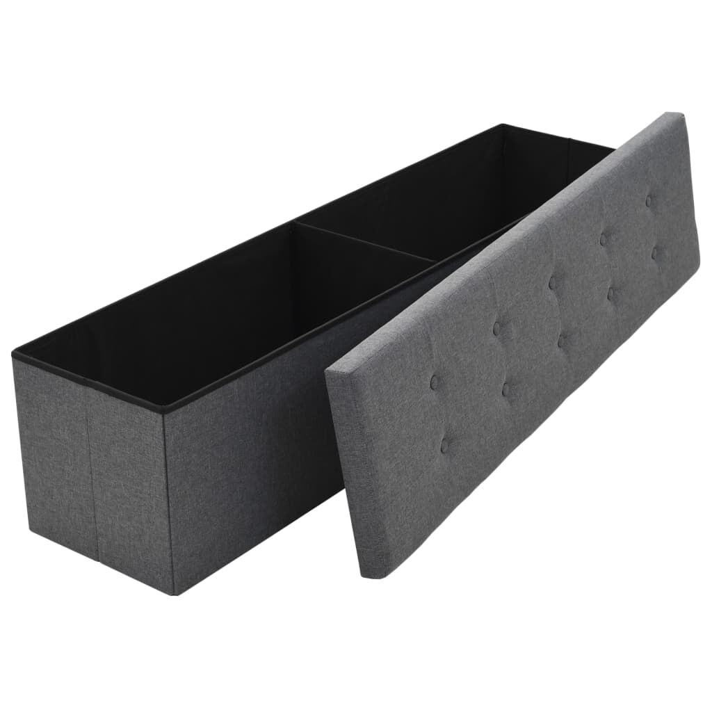 vidaXL Πάγκος Αποθήκευσης Σκούρο Γκρι 150 x 38 x 38 εκ. Συνθετικό Λινό